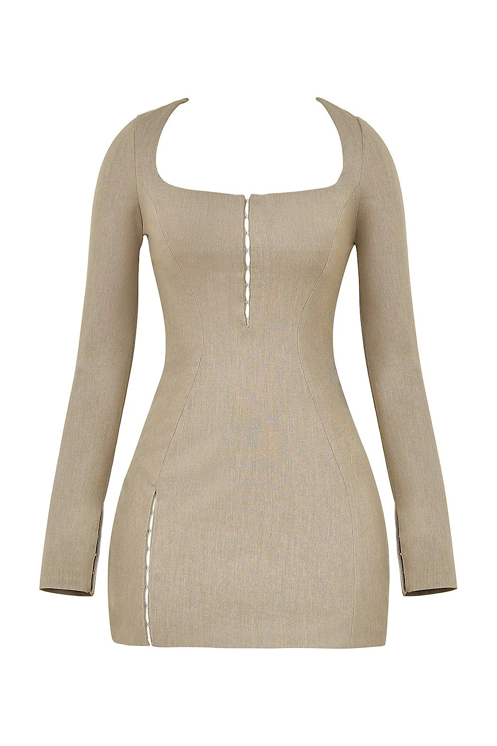 Mistress Rocks Smokey Brown Fitted Long Sleeve Mini Dress - SALE
