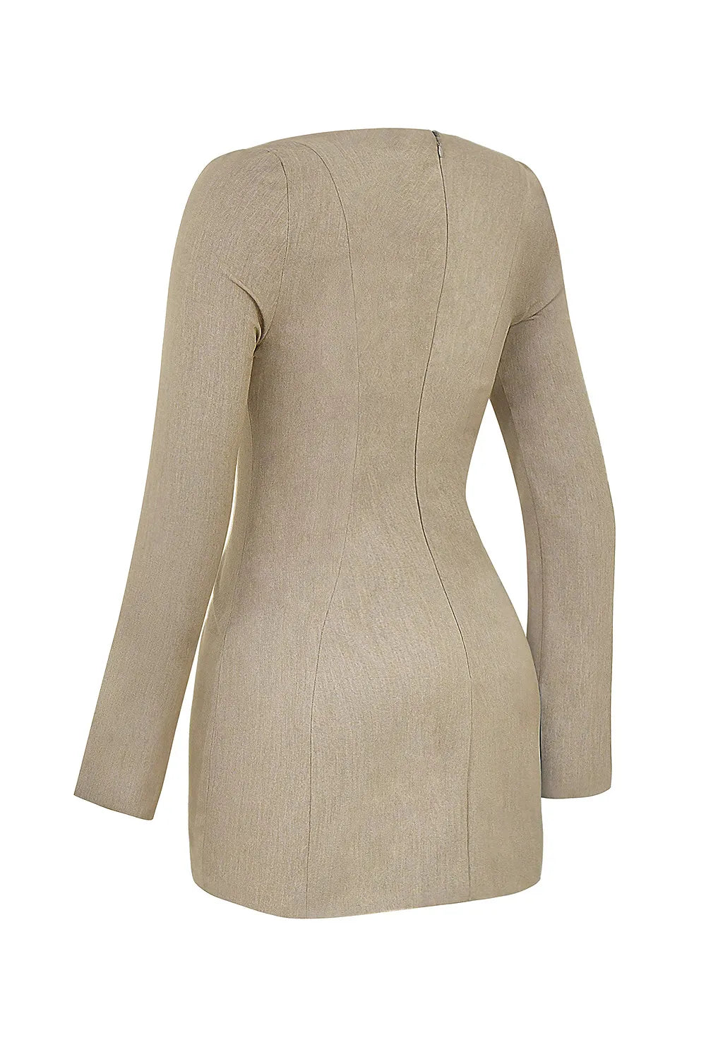 Mistress Rocks Smokey Brown Fitted Long Sleeve Mini Dress - SALE