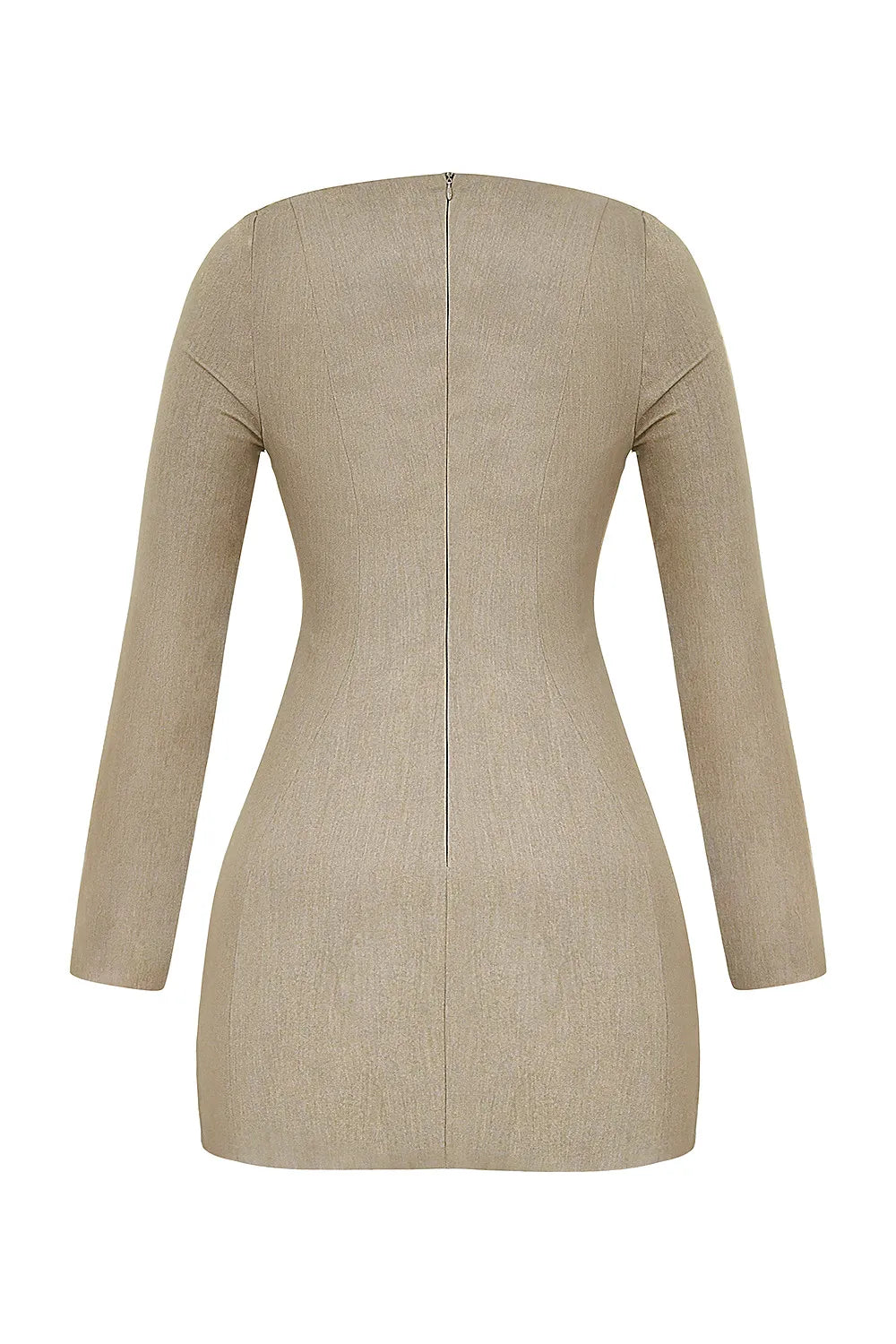 Mistress Rocks Smokey Brown Fitted Long Sleeve Mini Dress - SALE