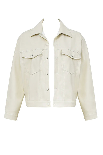Mistress Rocks Cream Vegan Leather Jacket - SALE