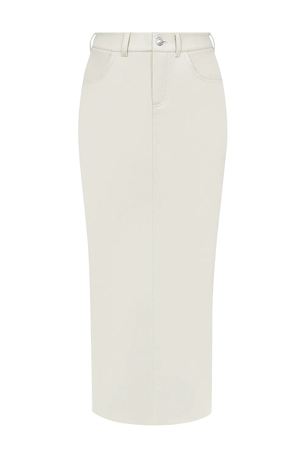 Mistress Rocks Cream Vegan Leather Midi Skirt - SALE