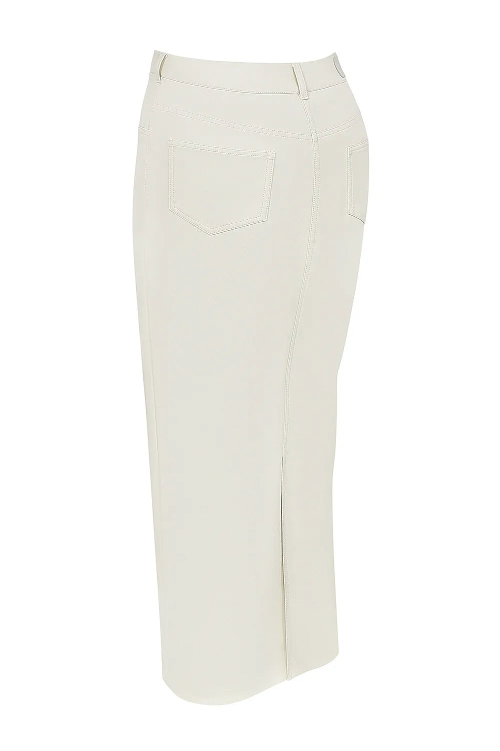 Mistress Rocks Cream Vegan Leather Midi Skirt - SALE