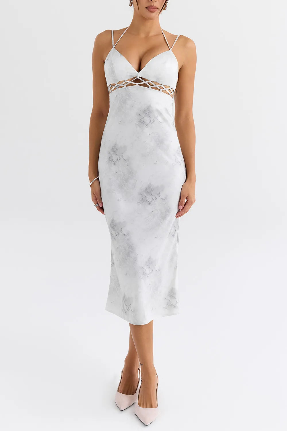 Mistress Rocks Marble Satin Slip Dress - SALE