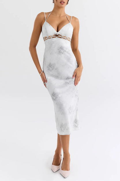 Mistress Rocks Marble Satin Slip Dress - SALE