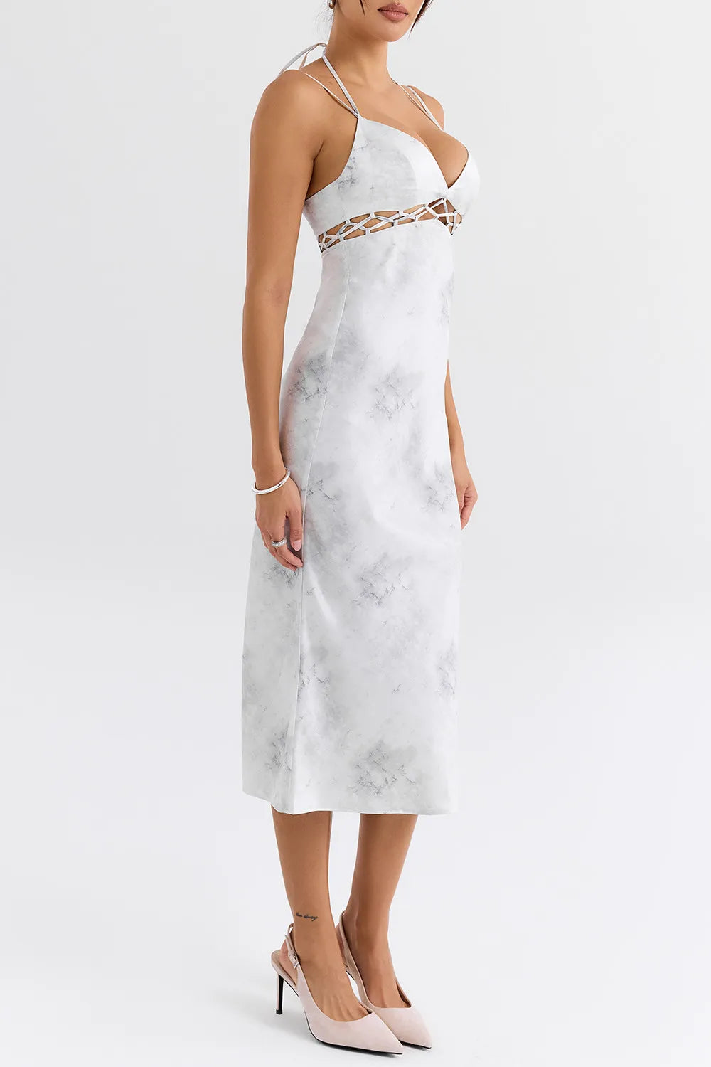 Mistress Rocks Marble Satin Slip Dress - SALE