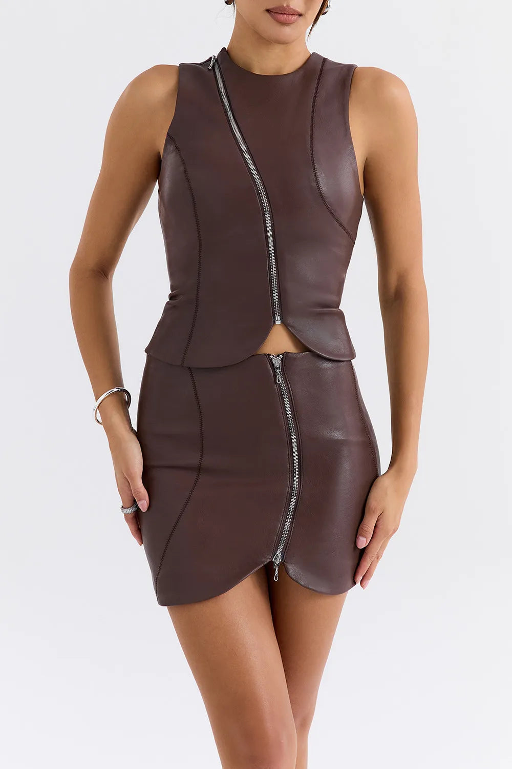 Mistress Rocks Earth Vegan Leather Mini Skirt - SALE