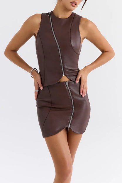 Mistress Rocks Earth Vegan Leather Mini Skirt - SALE