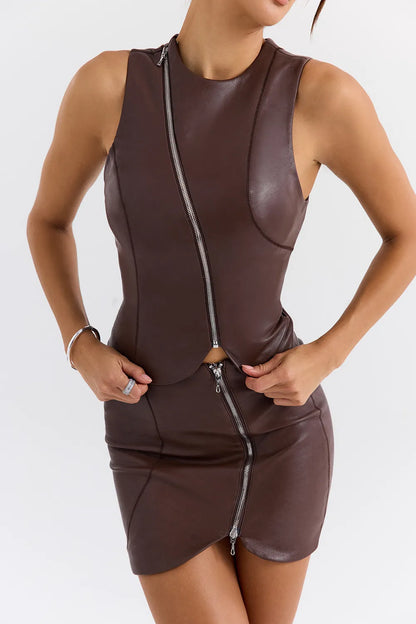 Mistress Rocks Earth Vegan Leather Mini Skirt - SALE