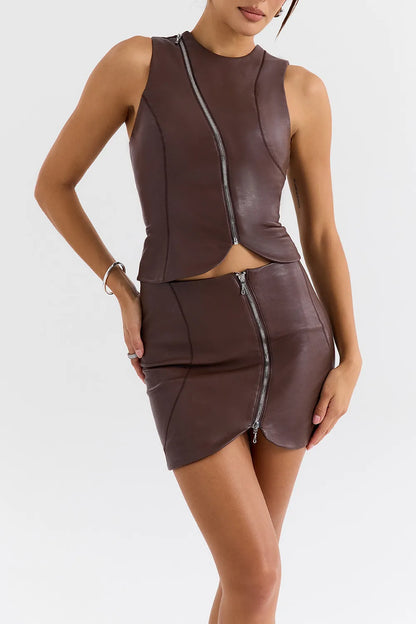 Mistress Rocks Earth Vegan Leather Sleeveless Top - SALE
