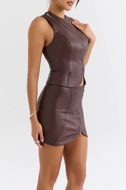 Mistress Rocks Earth Vegan Leather Sleeveless Top - SALE