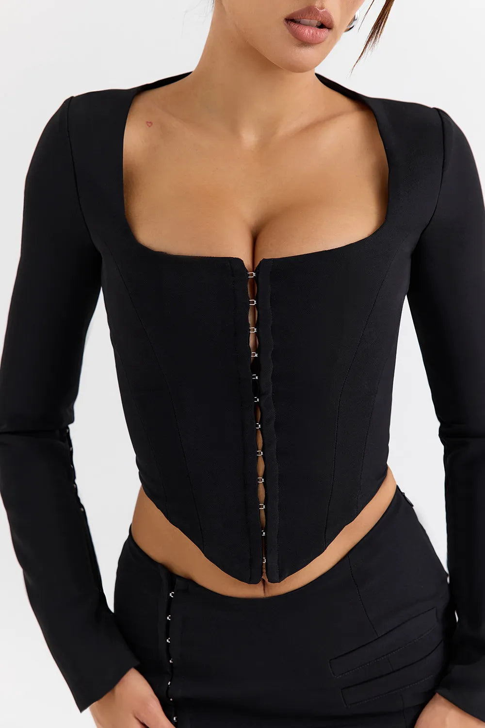 Mistress Rocks Black Long Sleeve Corset - SALE