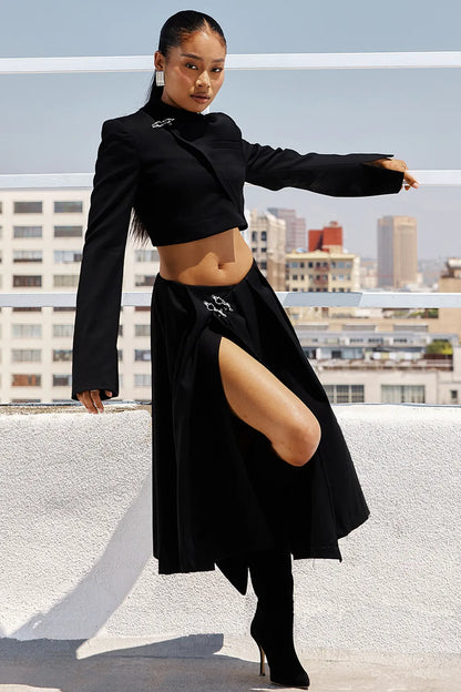 Mistress Rocks Black Cropped Wrap Front Jacket - SALE