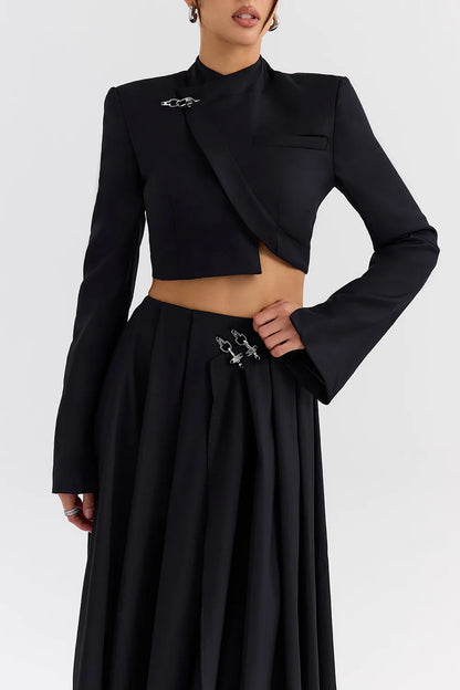 Mistress Rocks Black Cropped Wrap Front Jacket - SALE