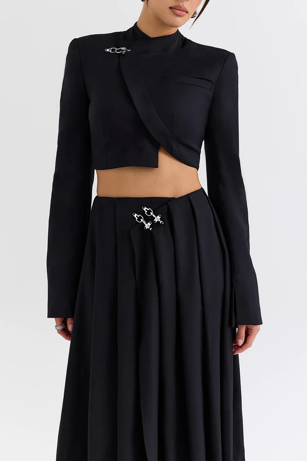 Mistress Rocks Black Cropped Wrap Front Jacket - SALE