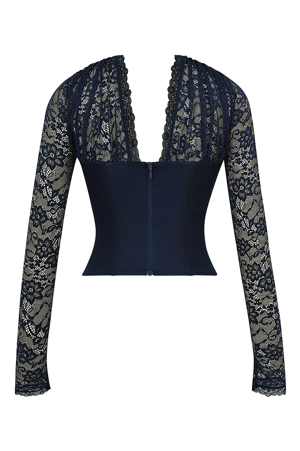 Mistress Rocks Navy Satin & Lace Corset - SALE