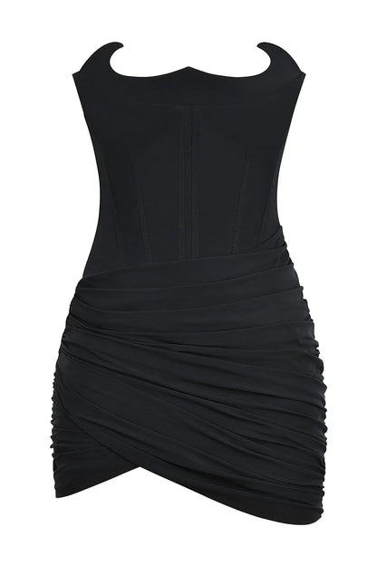 Mistress Rocks Black Strapless Corset Mini Dress - SALE