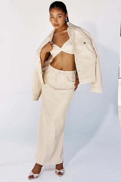 Mistress Rocks Cream Vegan Leather Jacket - SALE