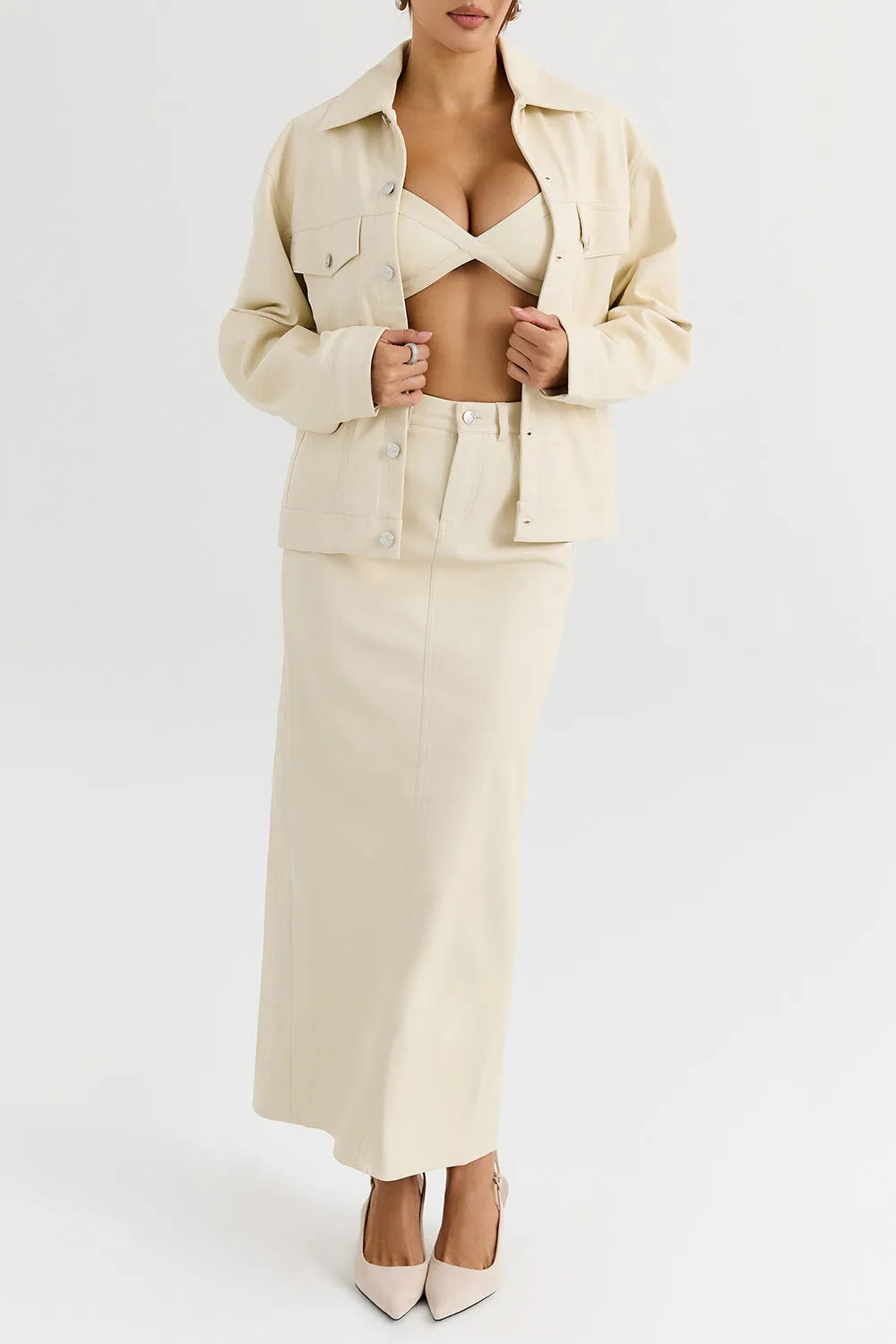 Mistress Rocks Cream Vegan Leather Jacket - SALE