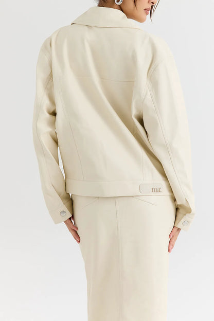 Mistress Rocks Cream Vegan Leather Jacket - SALE