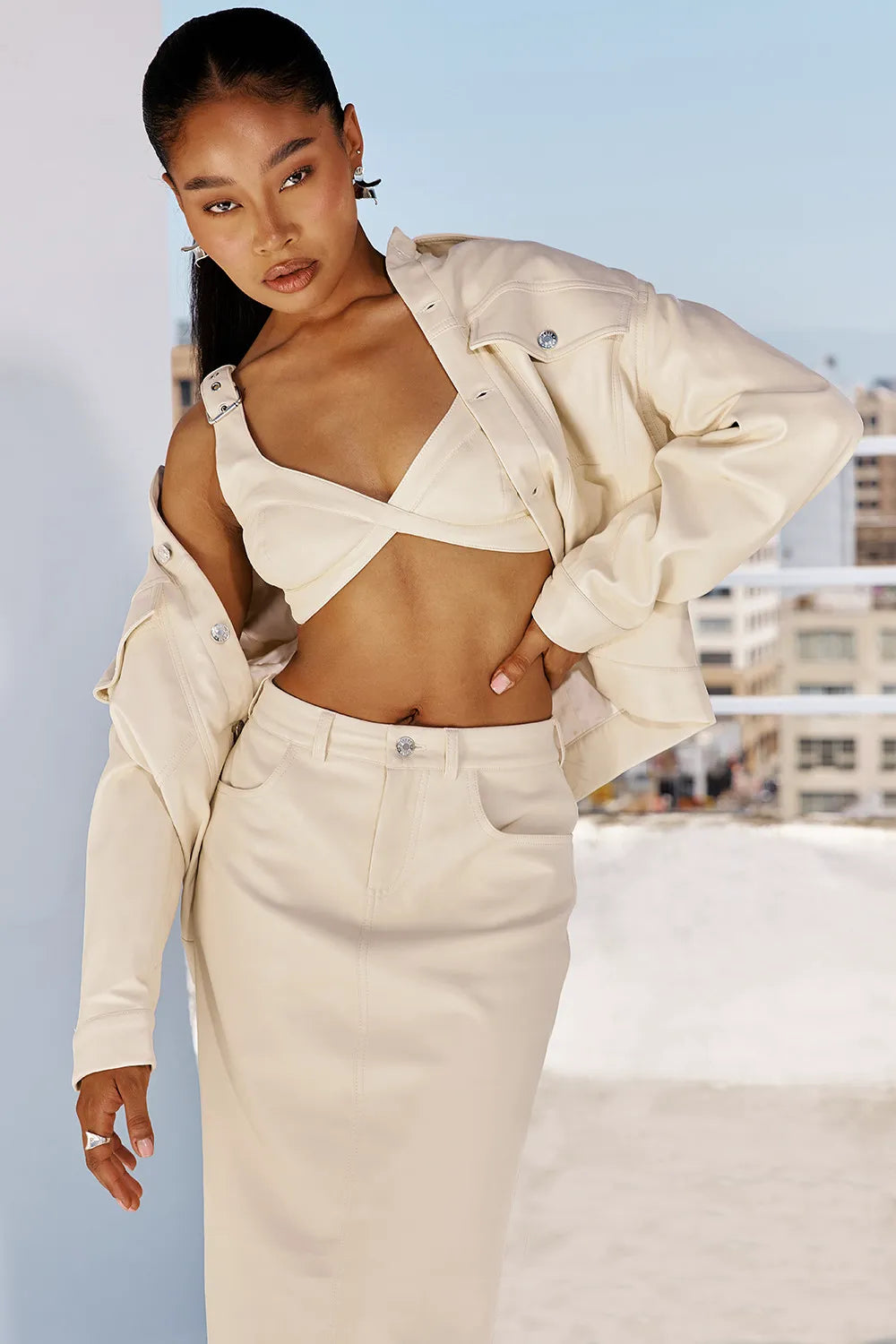 Mistress Rocks Cream Vegan Leather Jacket - SALE