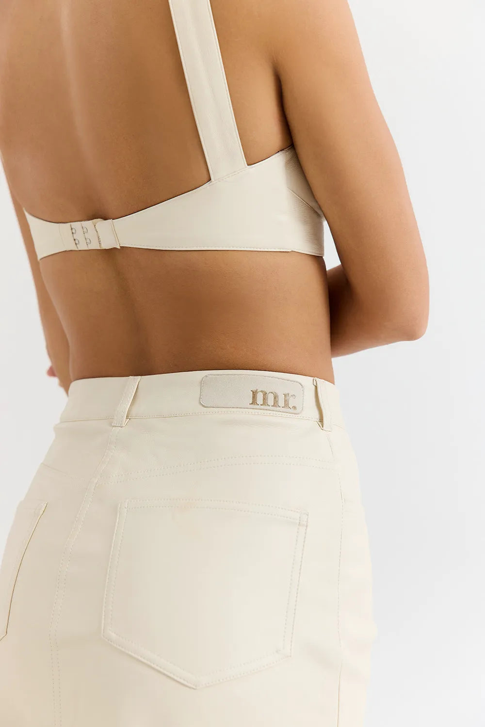 Mistress Rocks Cream Vegan Leather Buckle Strap Bralette - SALE