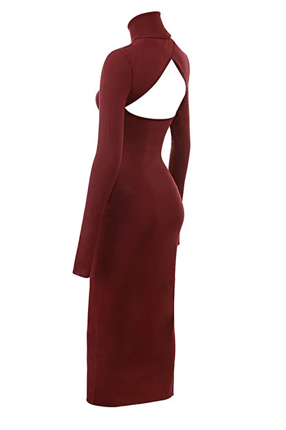 Mistress Rocks Dark Cherry Cutout Midi Dress - SALE