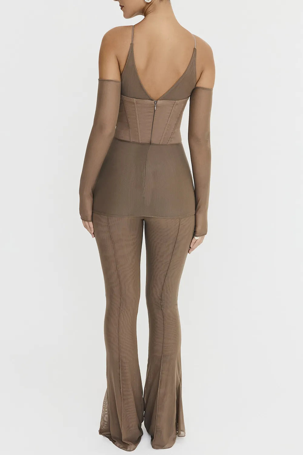 Mistress Rocks Dusty Brown Flared Trousers - SALE