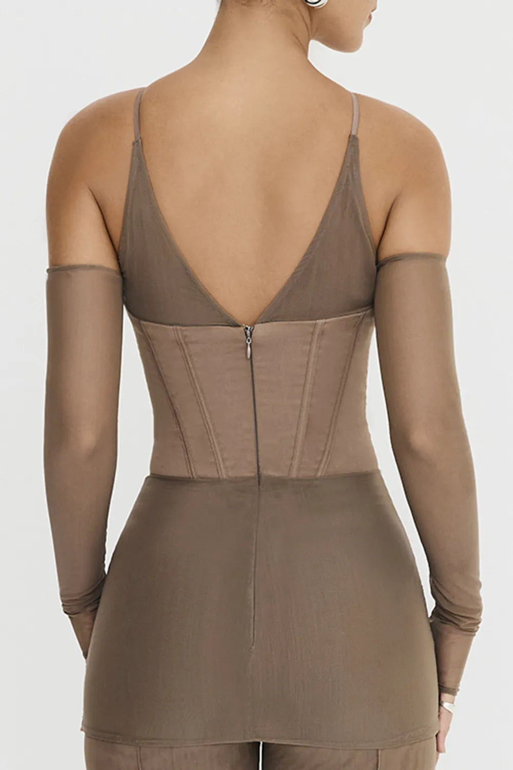 Mistress Rocks Dusty Brown Corset Mini Dress - SALE