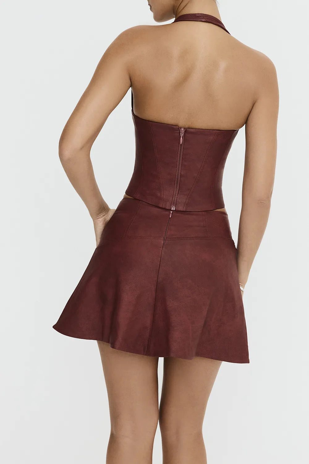 Mistress Rocks Cherry Vegan Leather Halter Corset Top - SALE