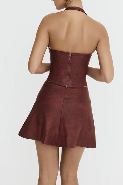 Mistress Rocks Cherry Vegan Leather Mini Skirt - SALE