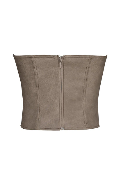 Mistress Rocks Mocha Vegan leather Strapless Corset - SALE