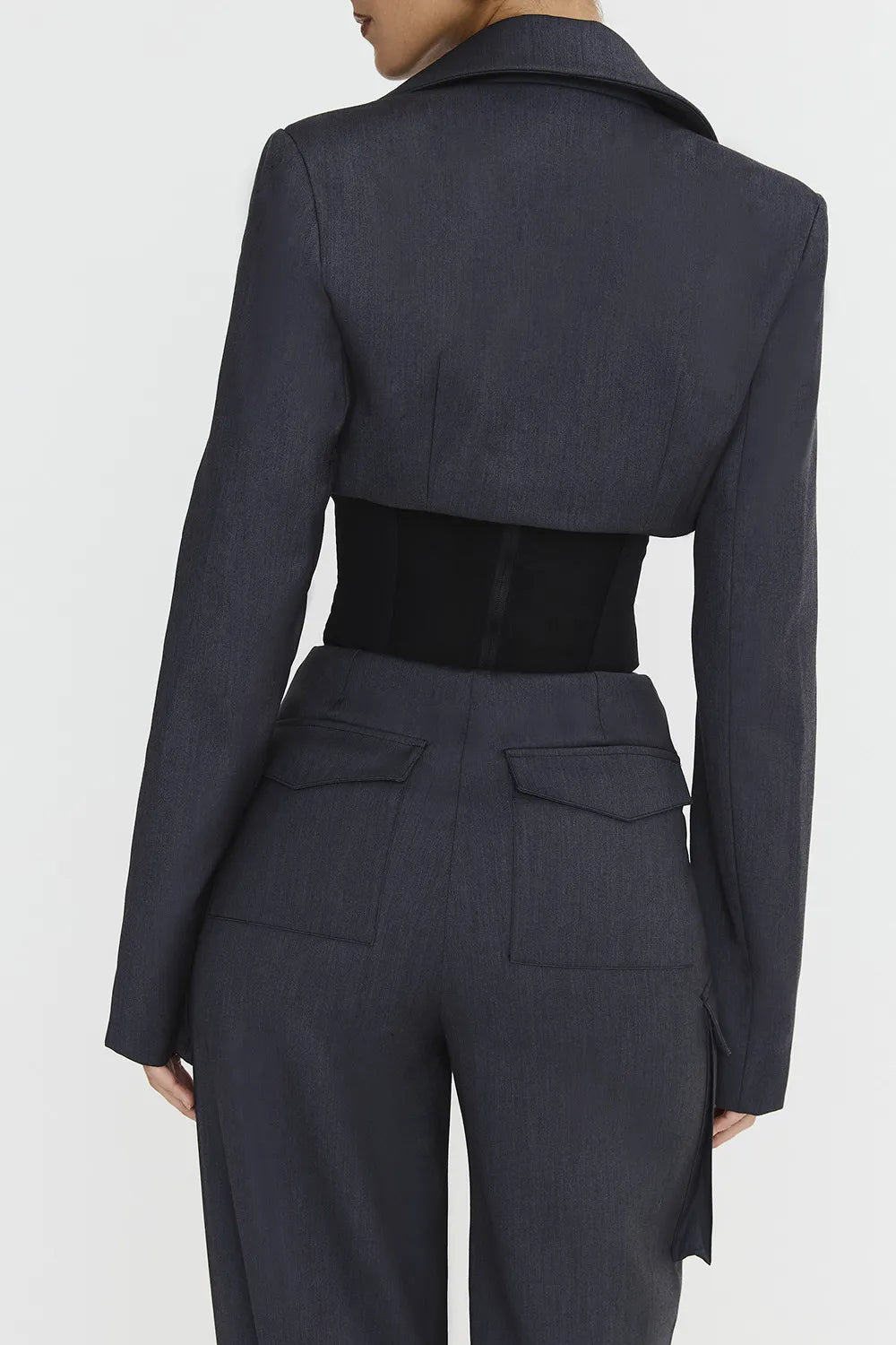 Mistress Rocks Dark Grey Cropped Tailored Jacket - SALE