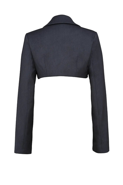 Mistress Rocks Dark Grey Cropped Tailored Jacket - SALE
