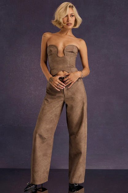 Mistress Rocks Mocha Vegan Leather Balloon Trousers - SALE