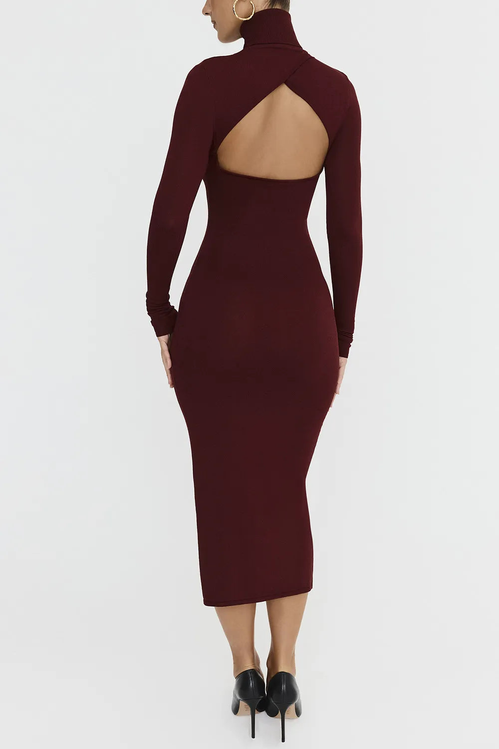 Mistress Rocks Dark Cherry Cutout Midi Dress - SALE