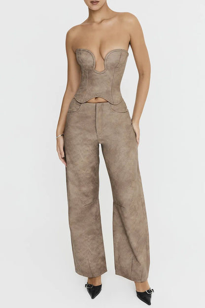 Mistress Rocks Mocha Vegan Leather Balloon Trousers - SALE
