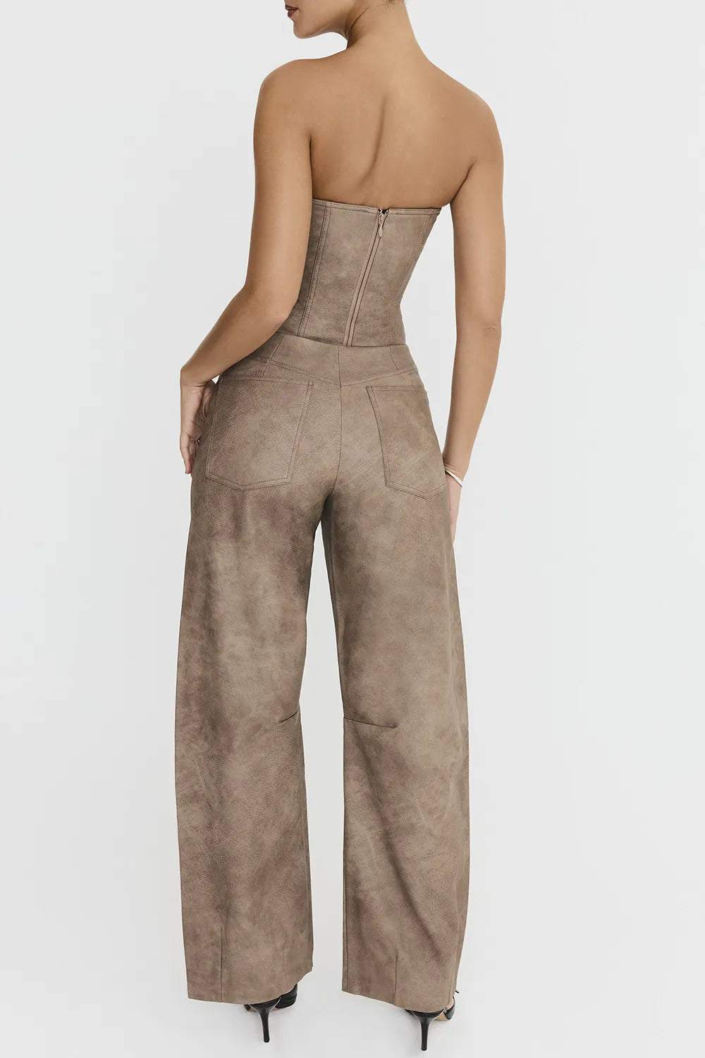 Mistress Rocks Mocha Vegan Leather Balloon Trousers - SALE