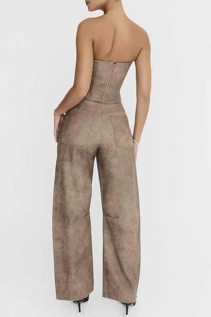 Mistress Rocks Mocha Vegan Leather Balloon Trousers - SALE