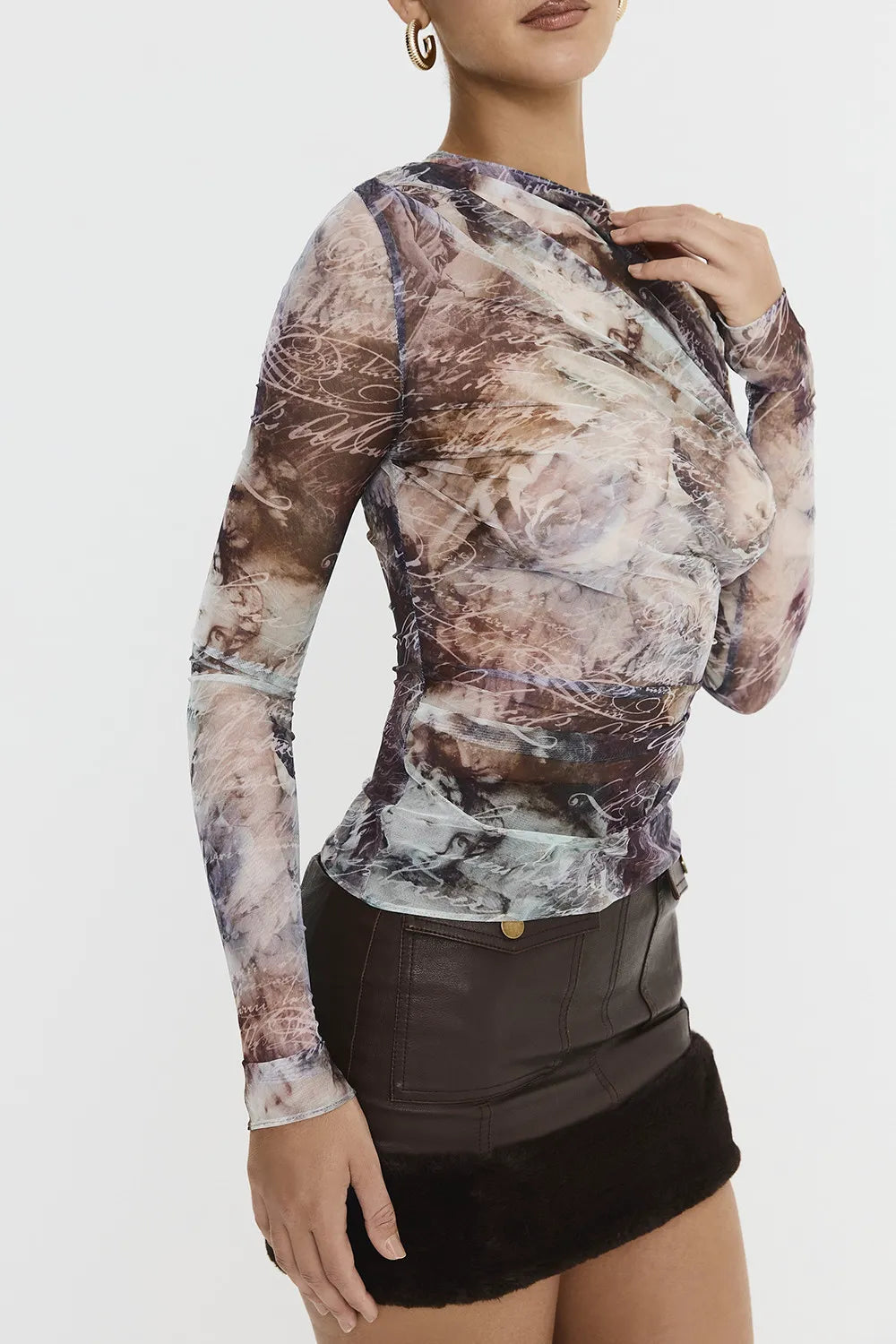 Mistress Rocks Draped Printed Top - SALE