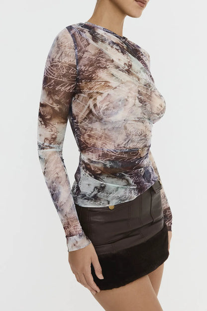 Mistress Rocks Draped Printed Top - SALE