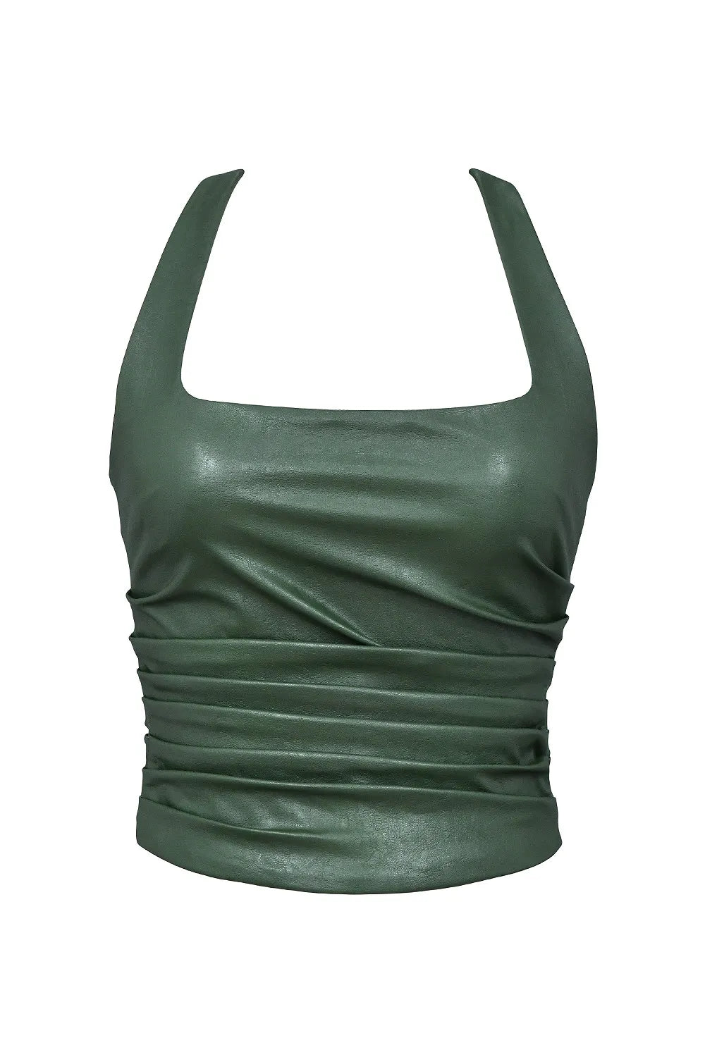 Mistress Rocks Evergreen Vegan Leather Gathered Top - SALE