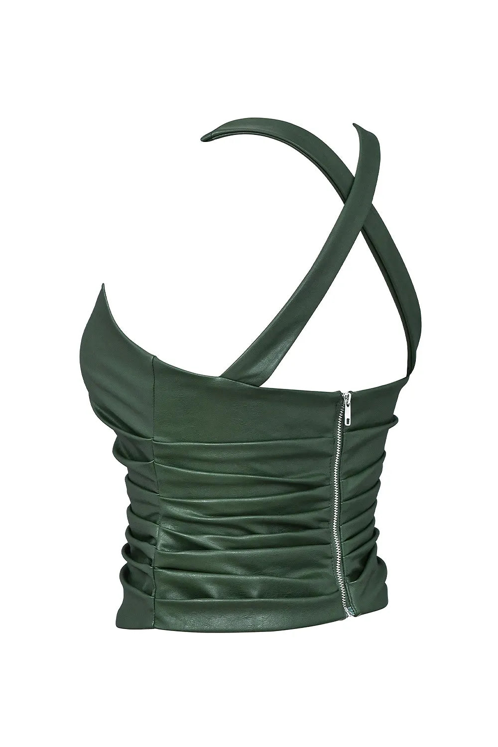 Mistress Rocks Evergreen Vegan Leather Gathered Top - SALE