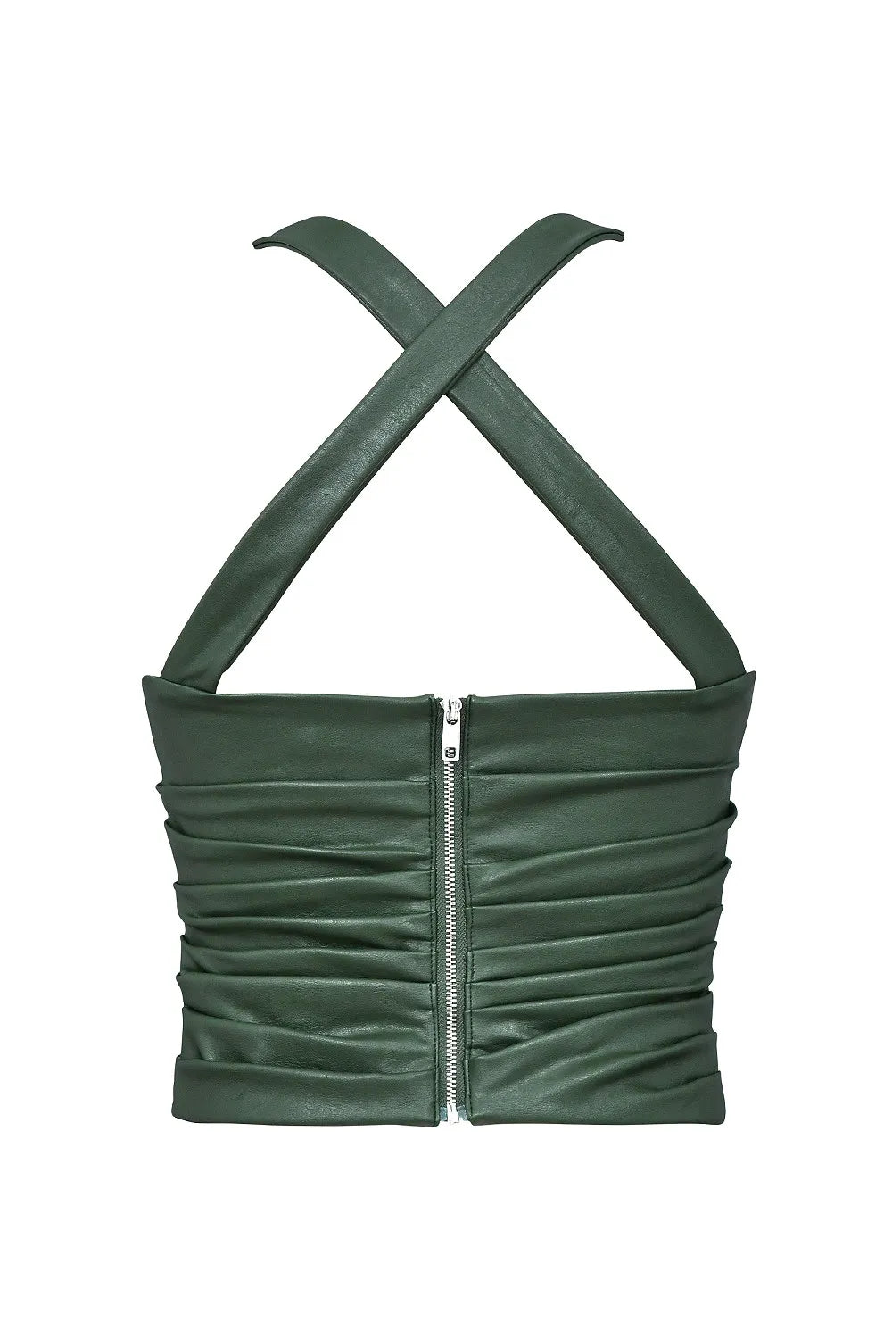 Mistress Rocks Evergreen Vegan Leather Gathered Top - SALE