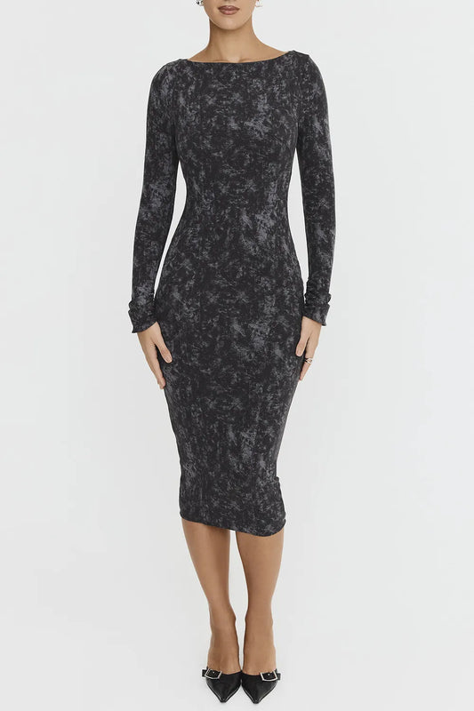 Mistress Rocks Dark Grey Open Back Midi Dress - SALE