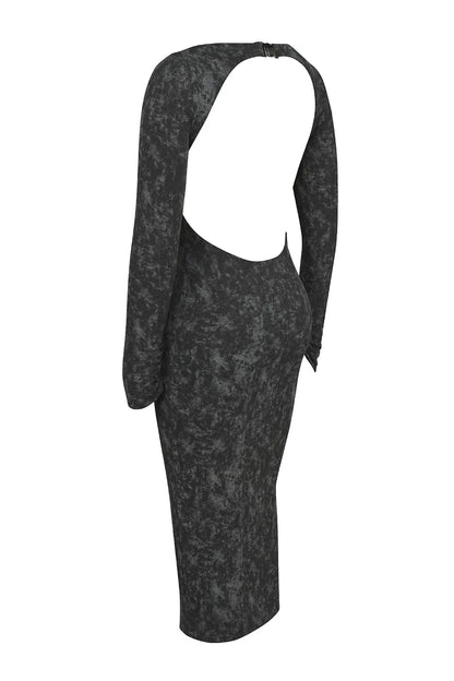 Mistress Rocks Dark Grey Open Back Midi Dress - SALE