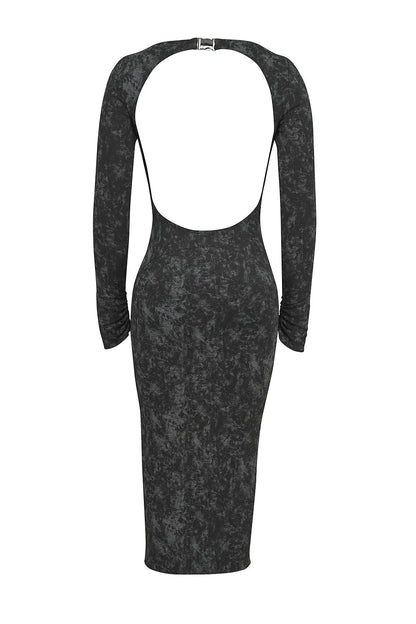 Mistress Rocks Dark Grey Open Back Midi Dress - SALE
