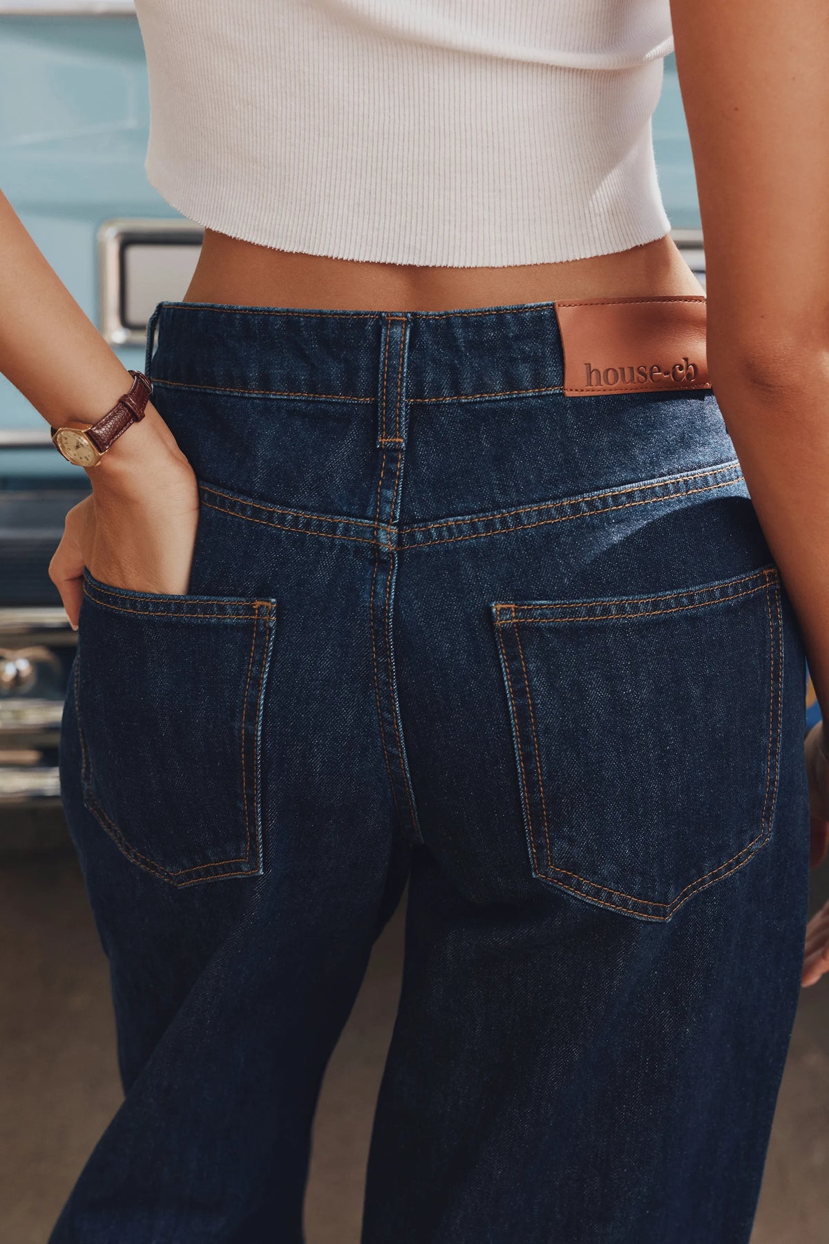 The Boyfriend Dark Wash Low-Rise Baggy Jeans