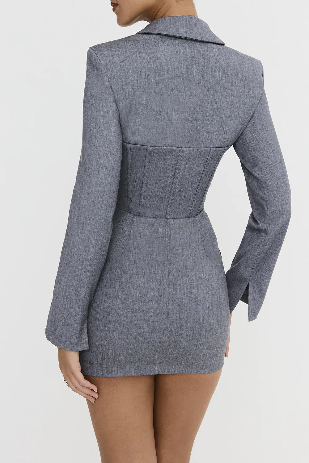 Mistress Rocks Dove Grey Corset Blazer Mini Dress - SALE