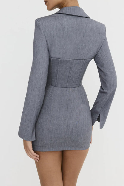 Mistress Rocks Dove Grey Corset Blazer Mini Dress - SALE