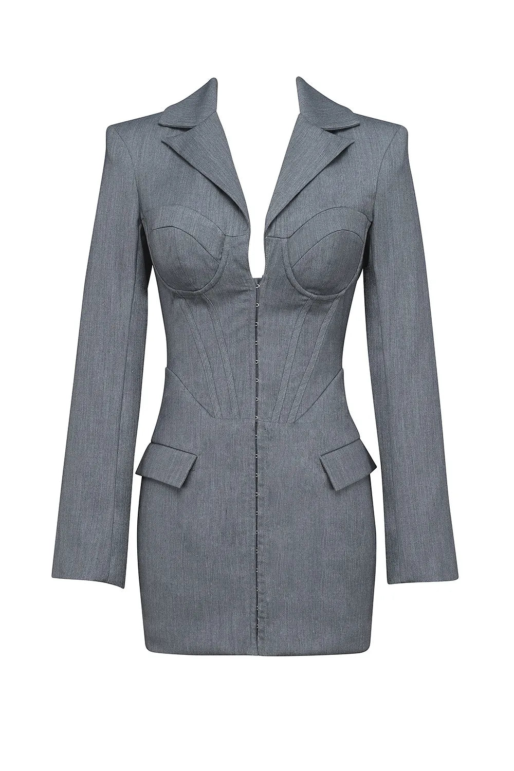 Mistress Rocks Dove Grey Corset Blazer Mini Dress - SALE
